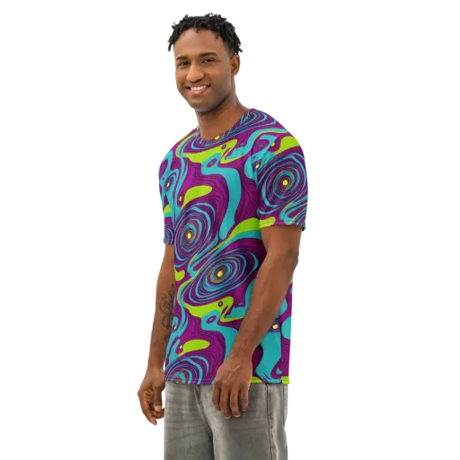 Electric Eddies on a Men's Cotton Crew Neck T-Shirt