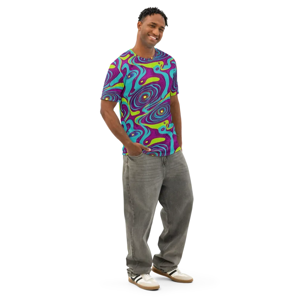 Electric Eddies on Men's Cotton Crew Neck T-Shirt — Right Front