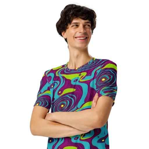 Electric Eddies on a Men's Crew Neck T-Shirt
