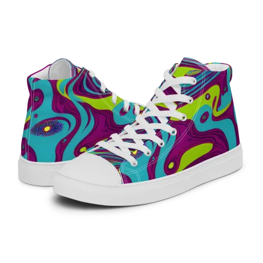 Electric Eddies on a Men's High Top Canvas Shoes