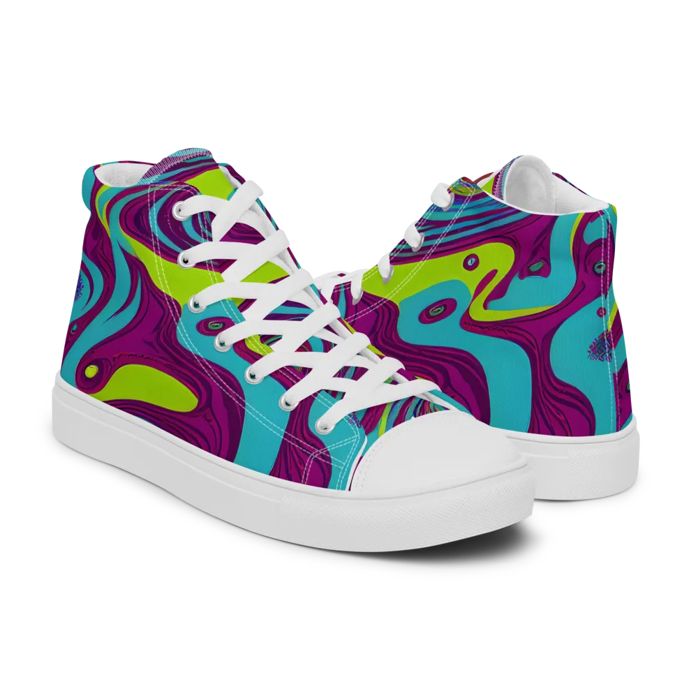 Electric Eddies on Men's High Top Canvas Shoes — Right