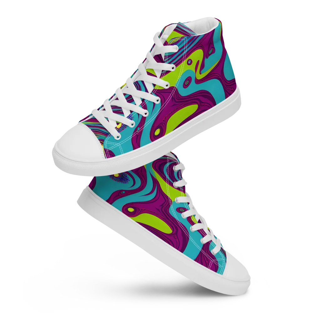 Electric Eddies on Men's High Top Canvas Shoes — Front