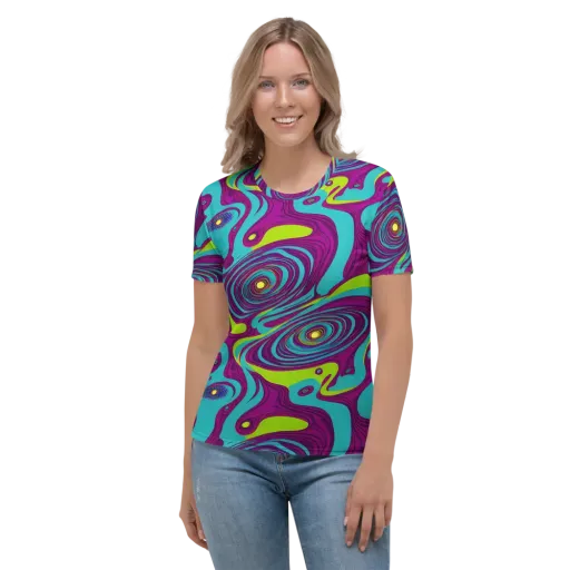 Electric Eddies on a Women's Crew Neck T-Shirt