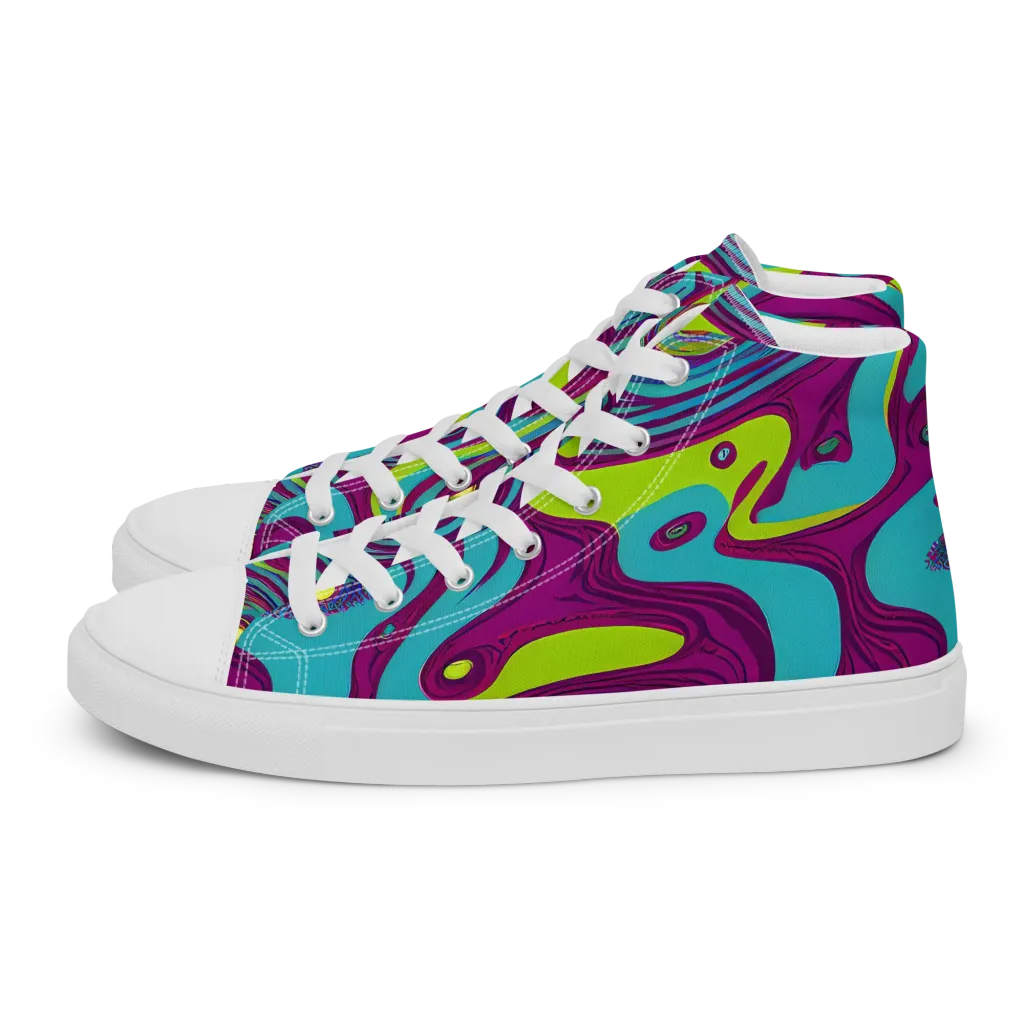 Electric Eddies on Women's High Top Canvas Shoes — Left