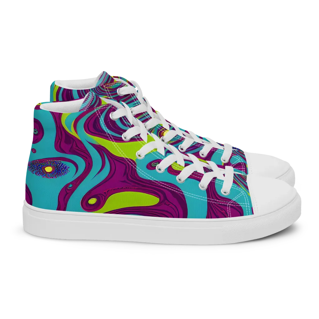 Electric Eddies on Women's High Top Canvas Shoes — Right