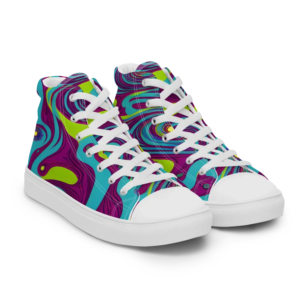 Electric Eddies on Women's High Top Canvas Shoes — Right Front