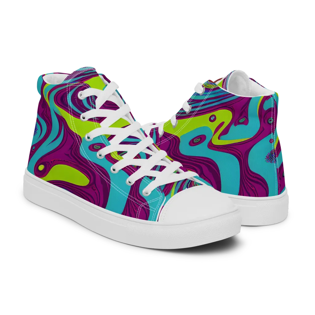 Electric Eddies on Women's High Top Canvas Shoes — Right