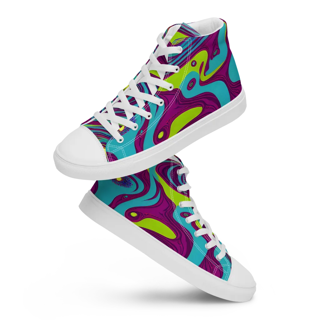 Electric Eddies on Women's High Top Canvas Shoes — Front