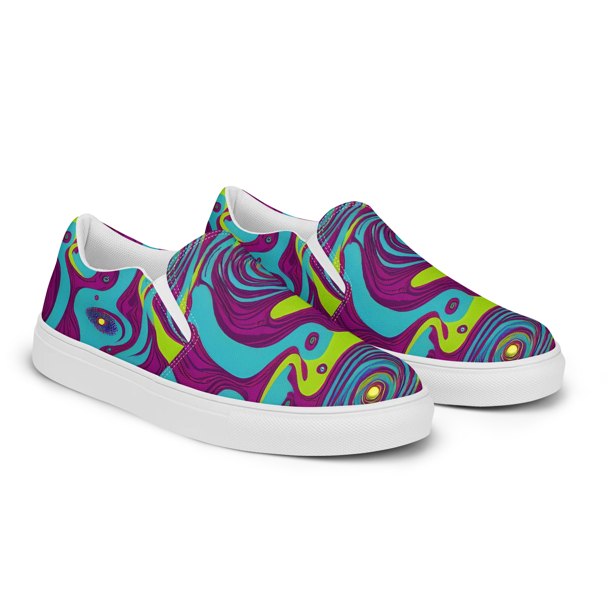 Electric Eddies on Men's Slip-On Canvas Shoes — Right Front