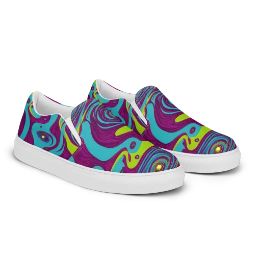 Electric Eddies on a Men's Slip-On Canvas Shoes