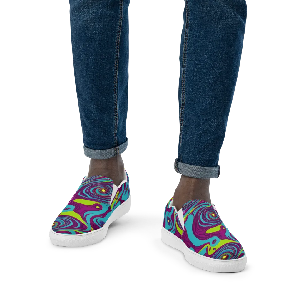 Electric Eddies on Men's Slip-On Canvas Shoes — Front