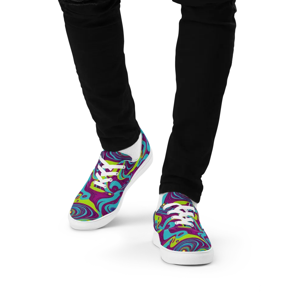 Electric Eddies on Men's Lace-Up Canvas Shoes — Front
