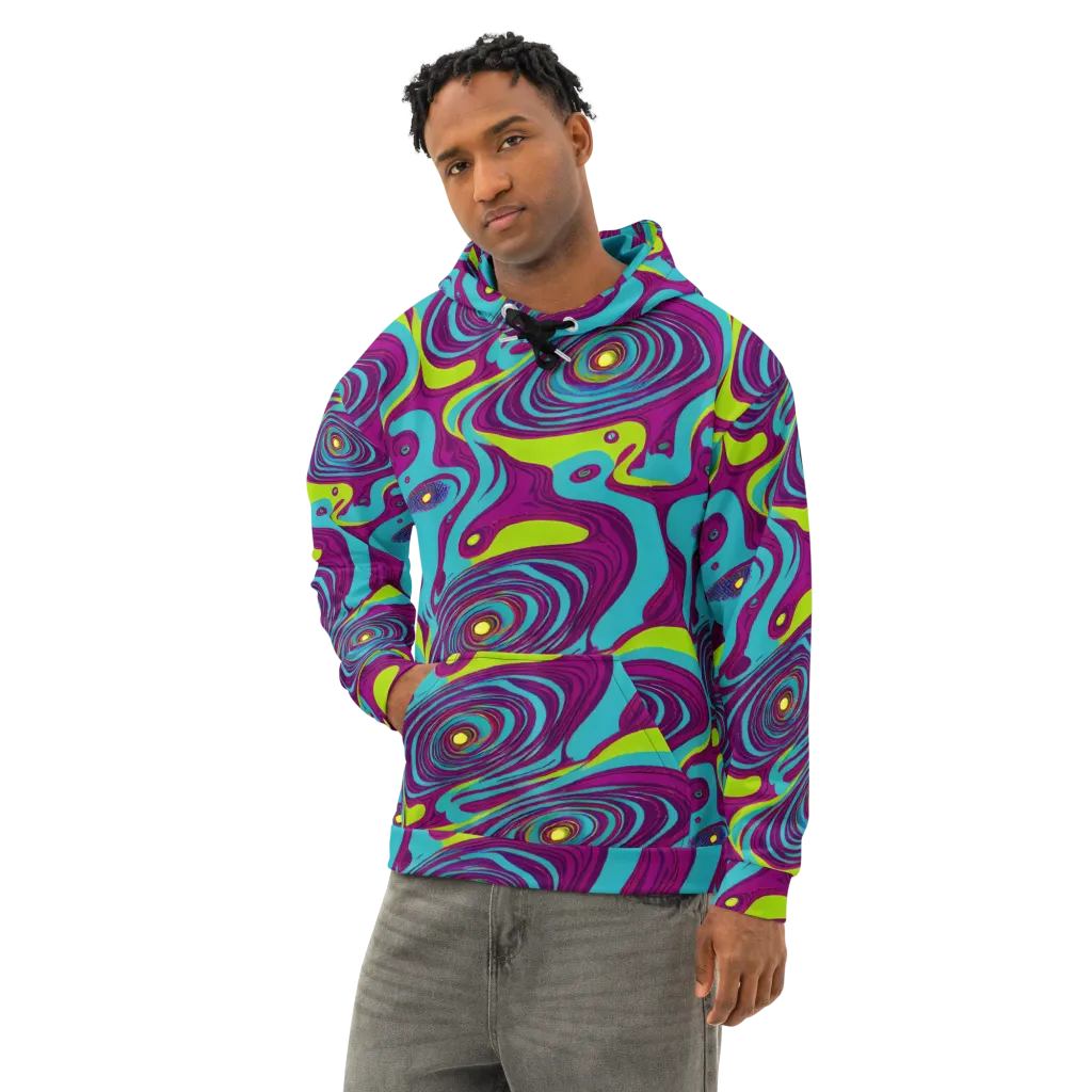 Electric Eddies on Cotton Hoodie — Left Front