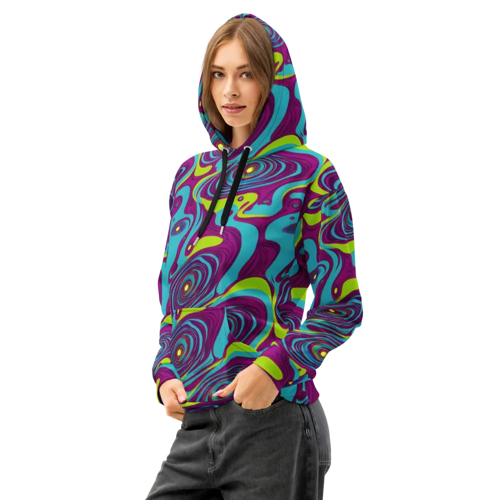 Electric Eddies on Cotton Hoodie — Left Front