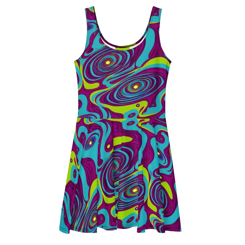 Electric Eddies on Skater Dress — Front