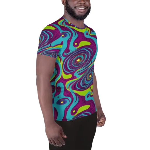 Electric Eddies on a Men's Athletic T-Shirt