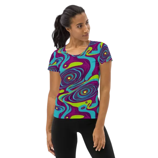 Electric Eddies on a Women's Athletic T-Shirt