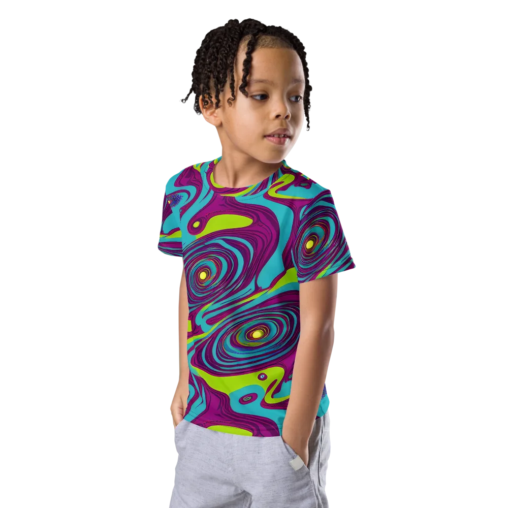 Electric Eddies on Kids Crew Neck T-Shirt — Left Front