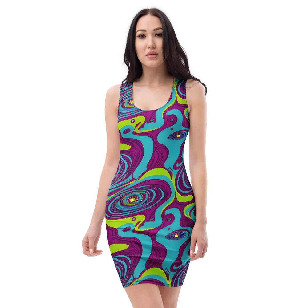 Electric Eddies on Bodycon Dress — Front