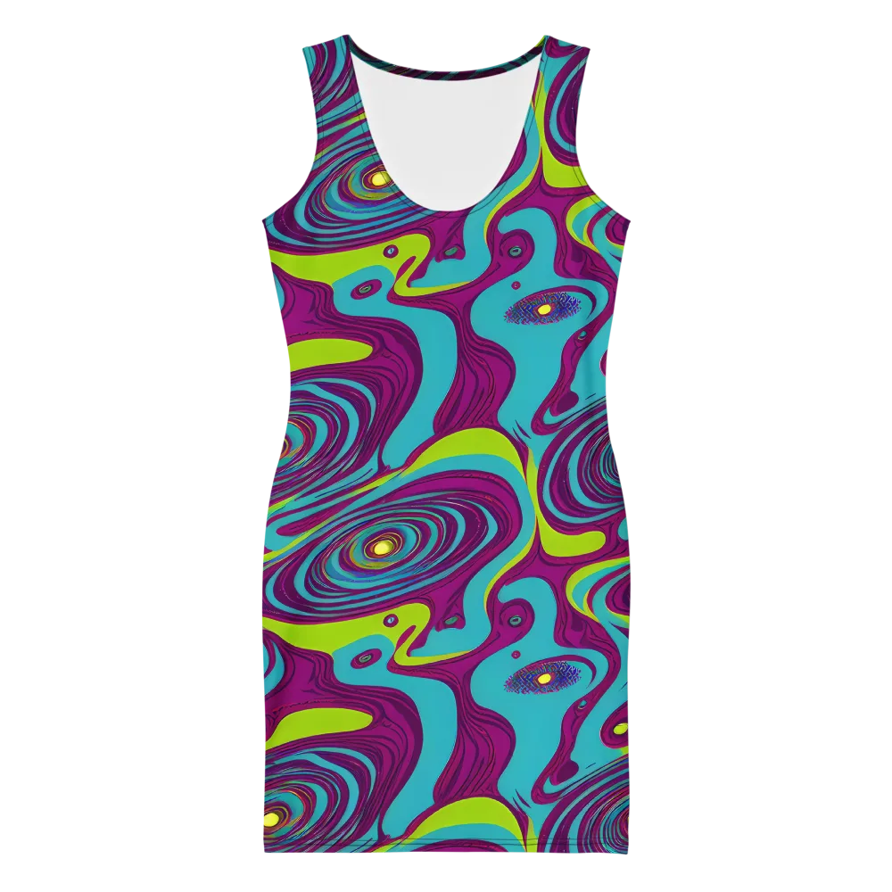 Electric Eddies on Bodycon Dress — Front