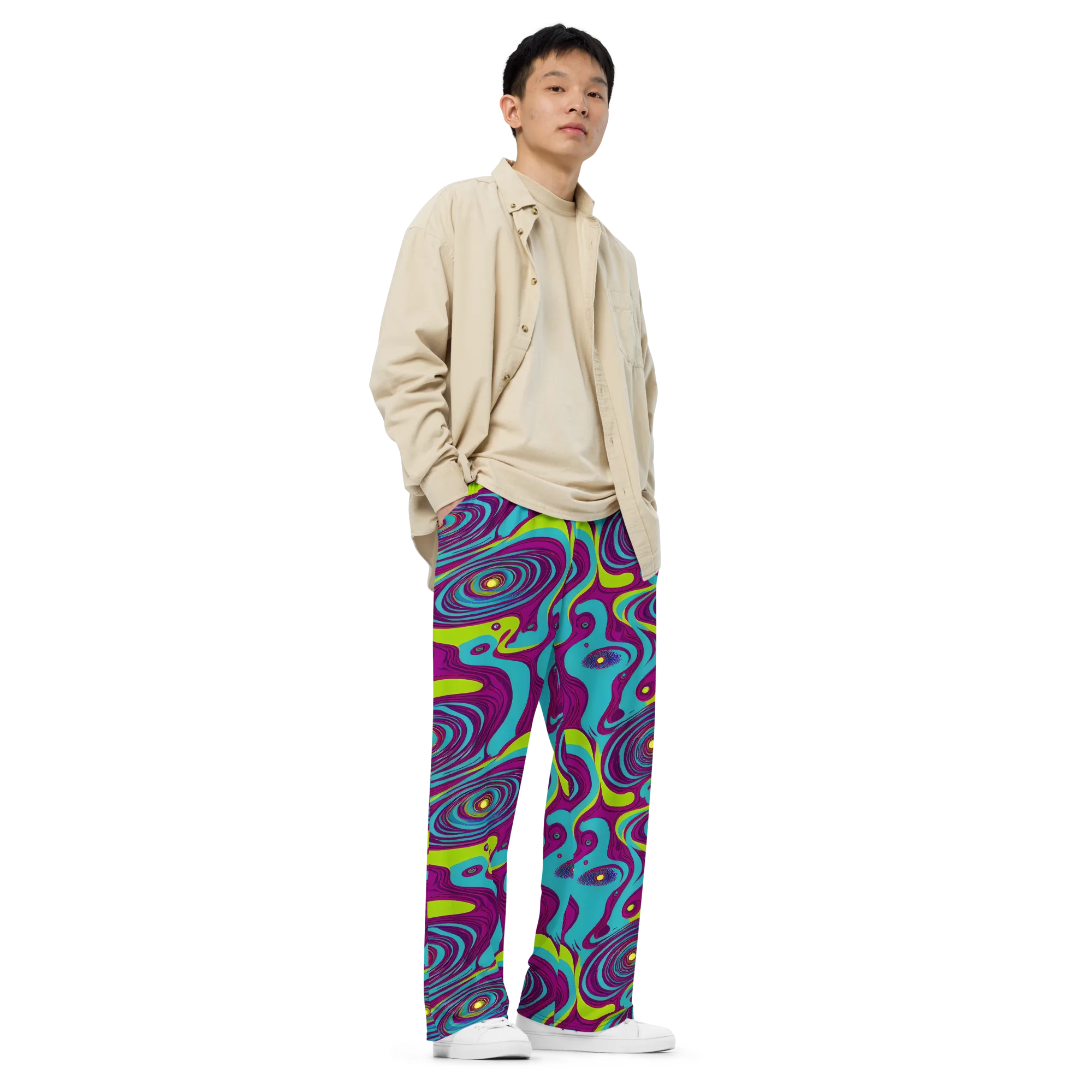 Electric Eddies on Wide-Leg Pants — Right Front