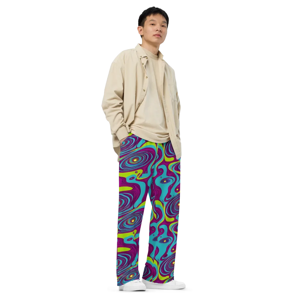 Electric Eddies on Wide-Leg Pants — Right Front
