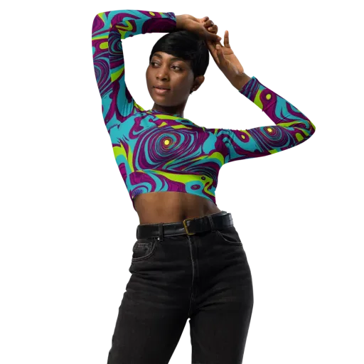 Electric Eddies on a Long Sleeve Crop Top