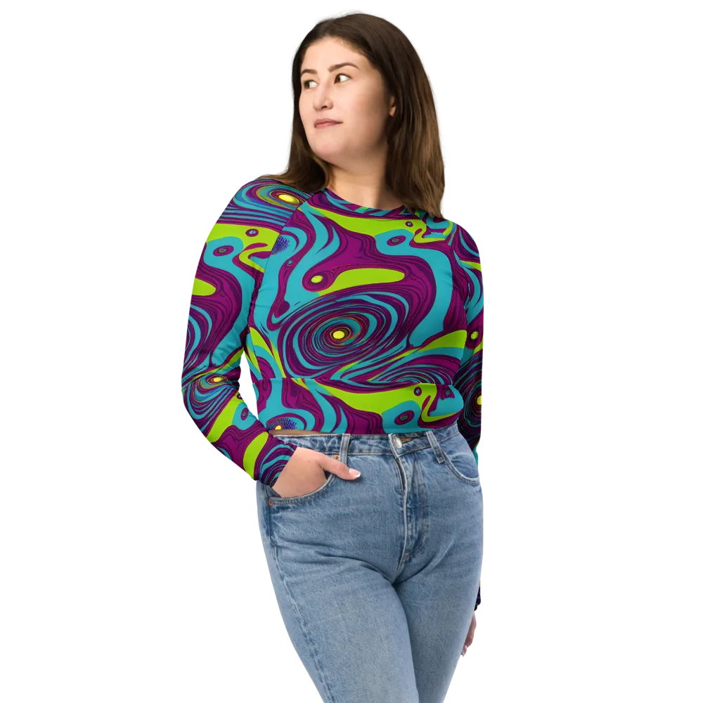 Electric Eddies on Long Sleeve Crop Top — Front
