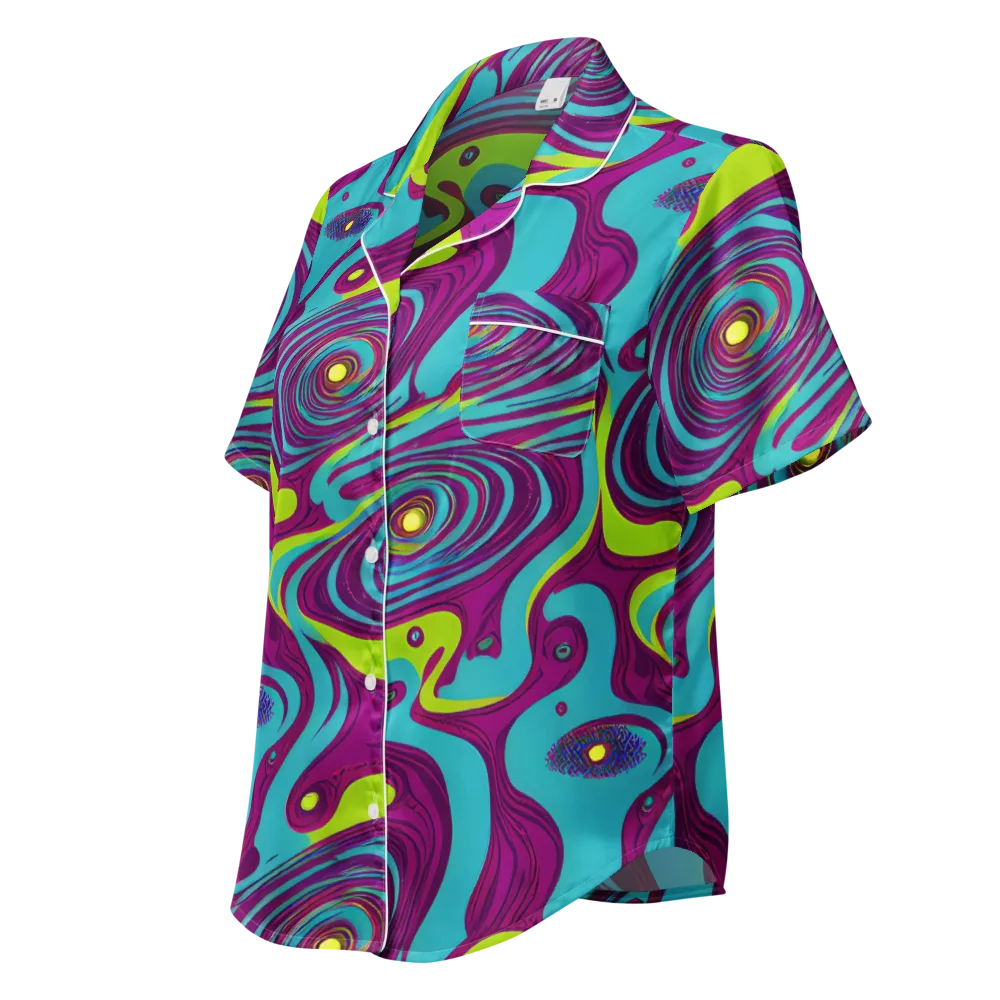 Electric Eddies on Women's Short Sleeve Pajama Top — Left Front
