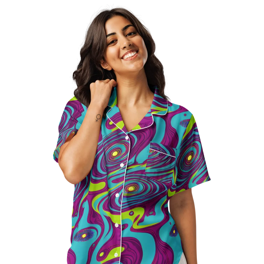 Electric Eddies on Women's Short Sleeve Pajama Top — Front
