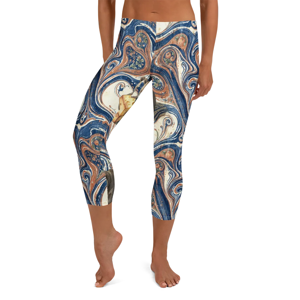 Marbled Bear on Capri Leggings — Front