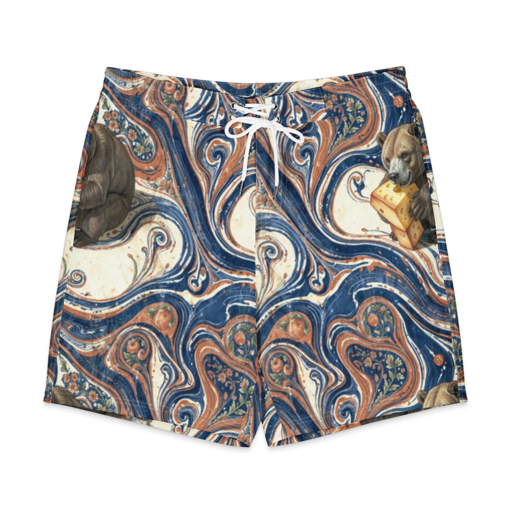 Marbled Bear on Men's Board Shorts — Front