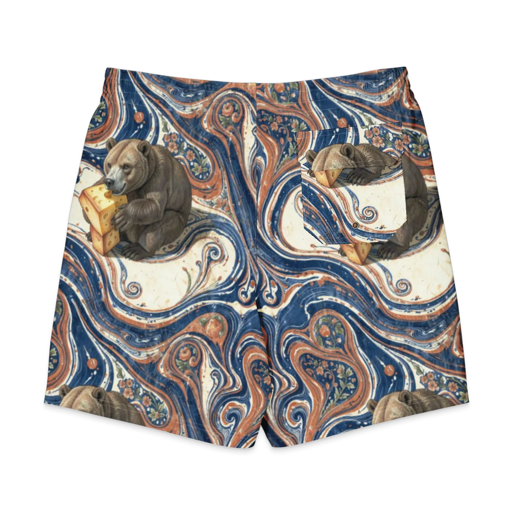 Marbled Bear on Men's Board Shorts — Back