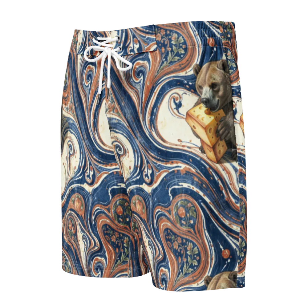 Marbled Bear on Men's Board Shorts — Front