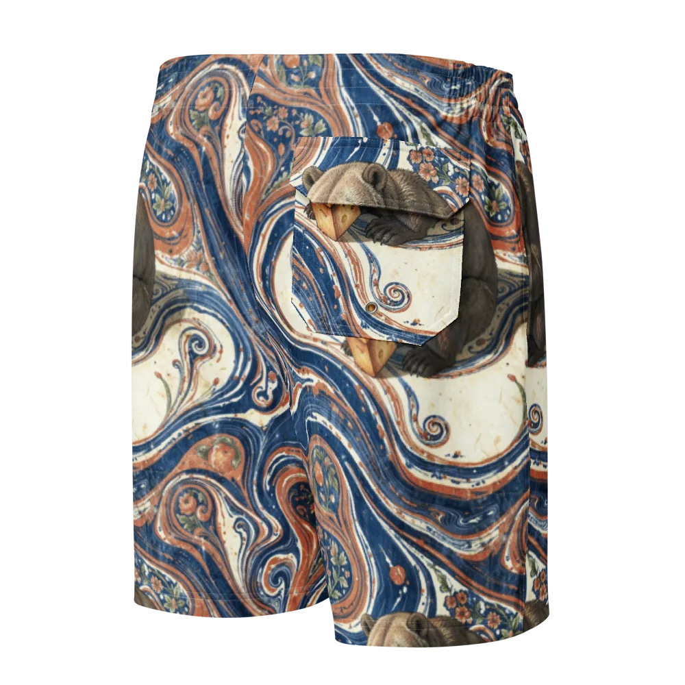 Marbled Bear on Men's Board Shorts — Back