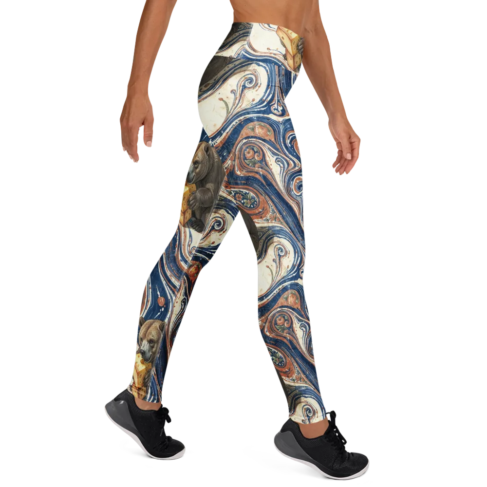 Marbled Bear on Yoga Leggings — Right