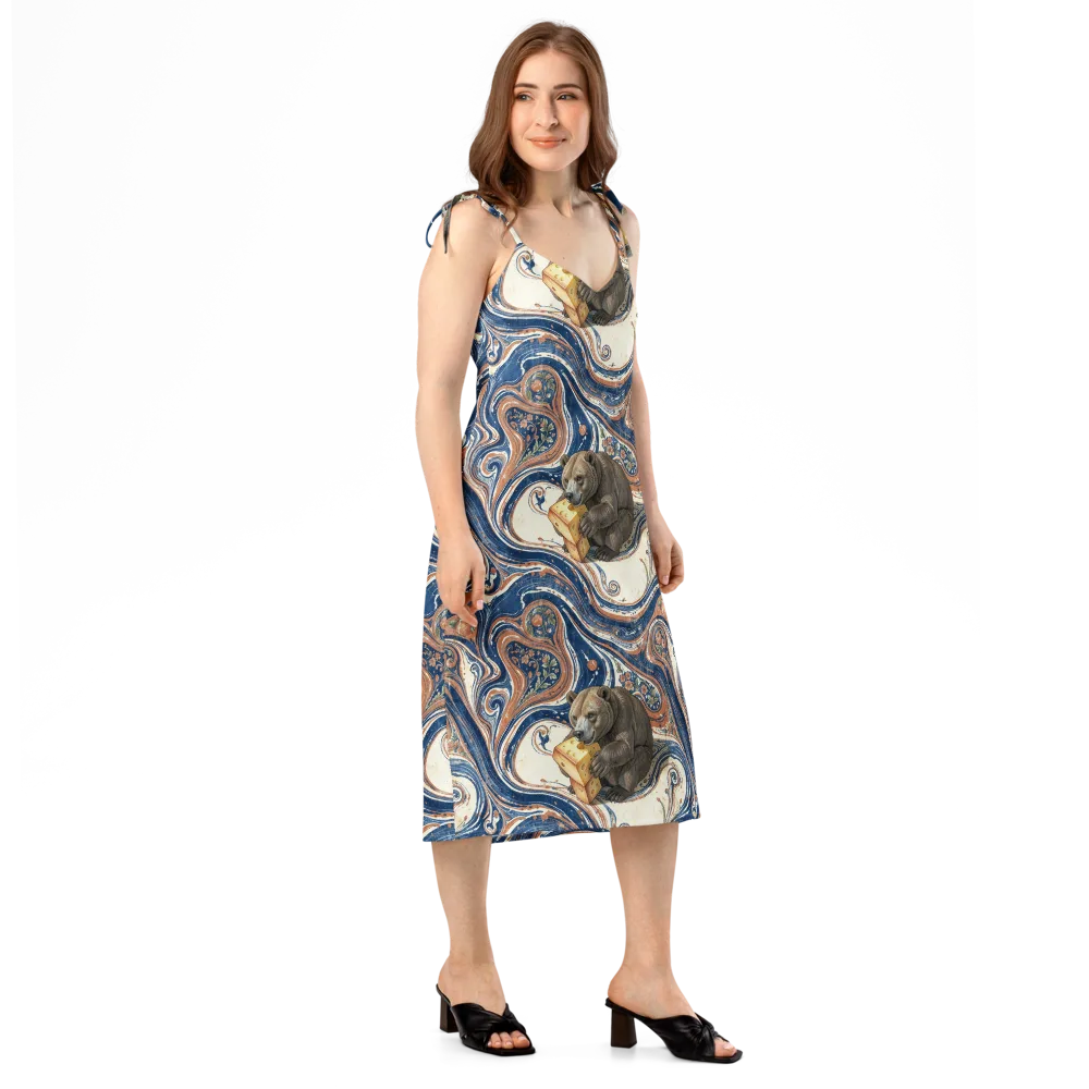 Marbled Bear on Slip Dress — Right Front