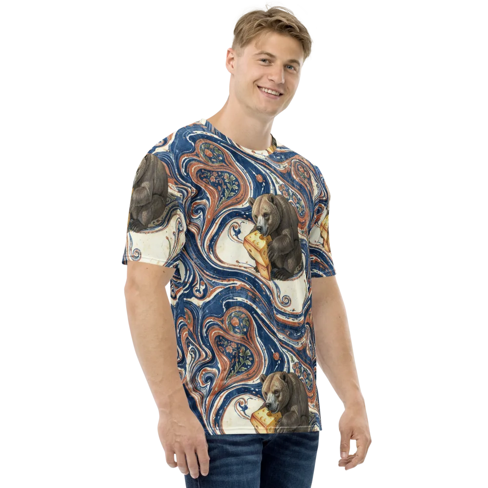 Marbled Bear on Men's Crew Neck T-Shirt — Right