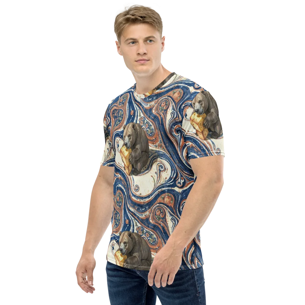 Marbled Bear on Men's Crew Neck T-Shirt — Left