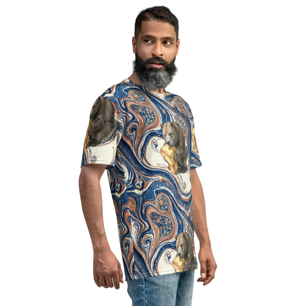 Marbled Bear on Men's Crew Neck T-Shirt — Right