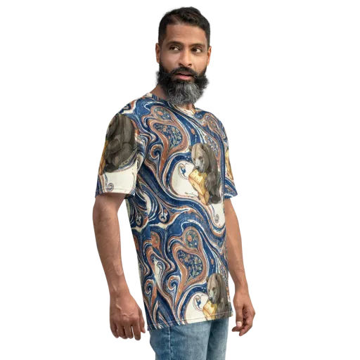 Marbled Bear on a Men's Crew Neck T-Shirt