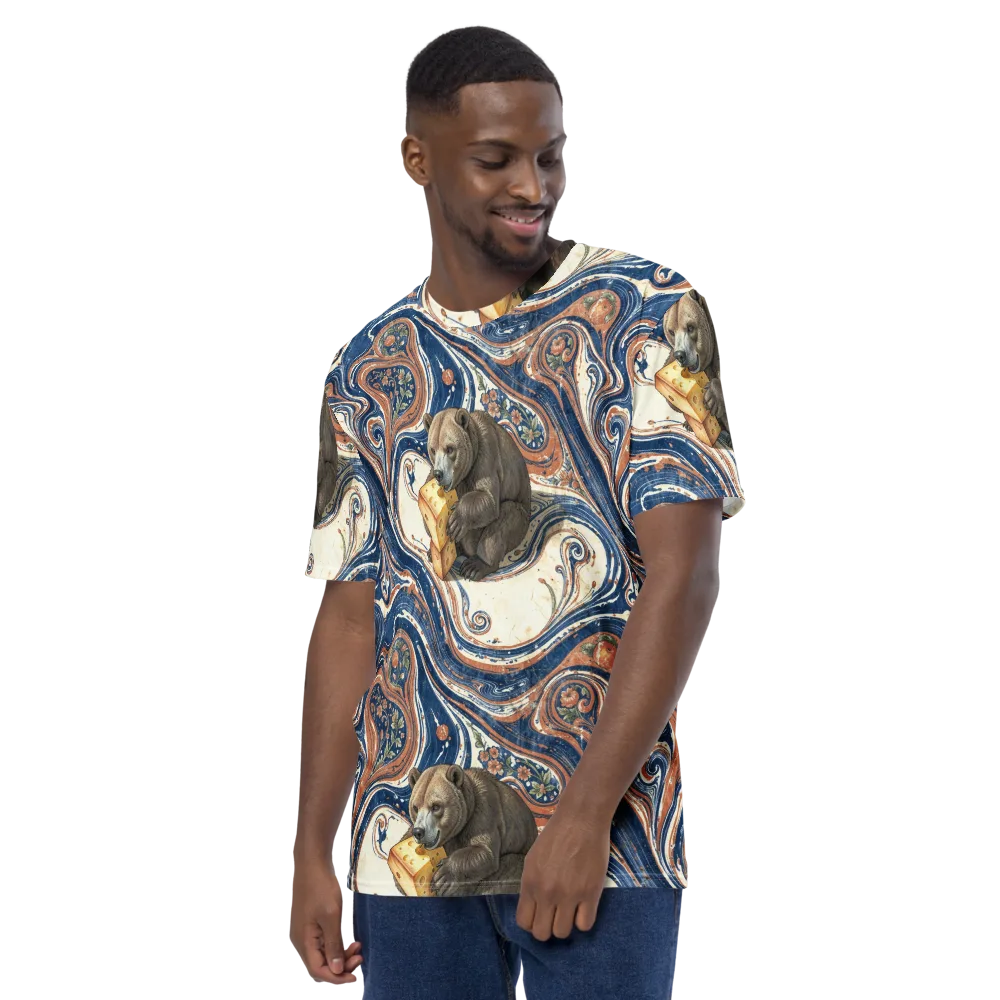 Marbled Bear on Men's Crew Neck T-Shirt — Left