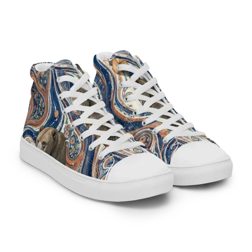 Marbled Bear on a Women's High Top Canvas Shoes