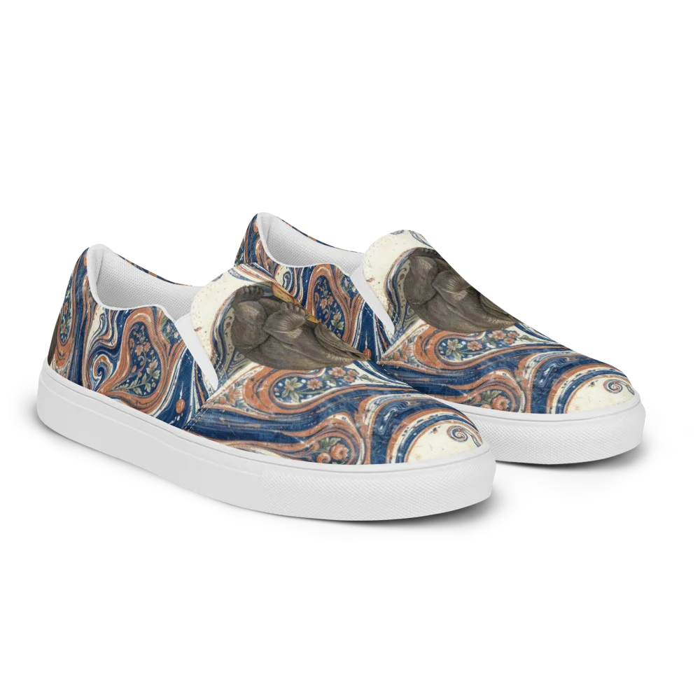 Marbled Bear on Men's Slip-On Canvas Shoes — Right Front