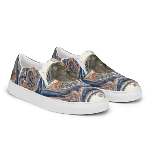Marbled Bear on a Men's Slip-On Canvas Shoes