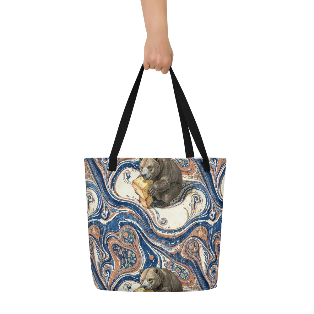 Marbled Bear on Large Tote Bag W/ Pocket — Front