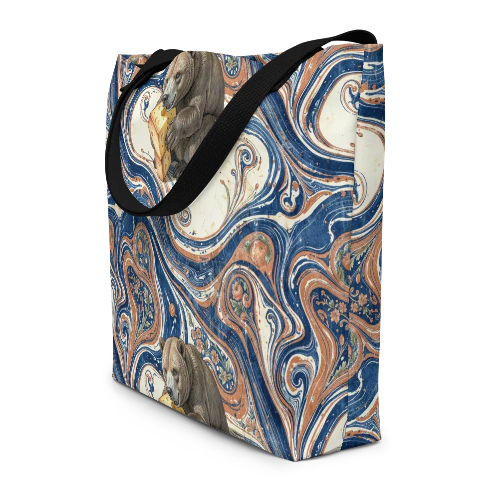 Marbled Bear on Large Tote Bag W/ Pocket — Front