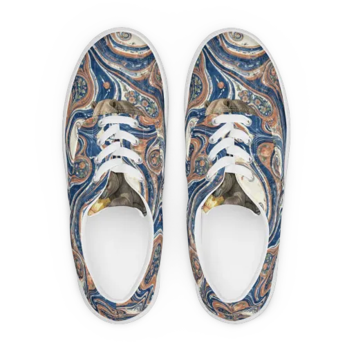 Marbled Bear on a Men's Lace-Up Canvas Shoes
