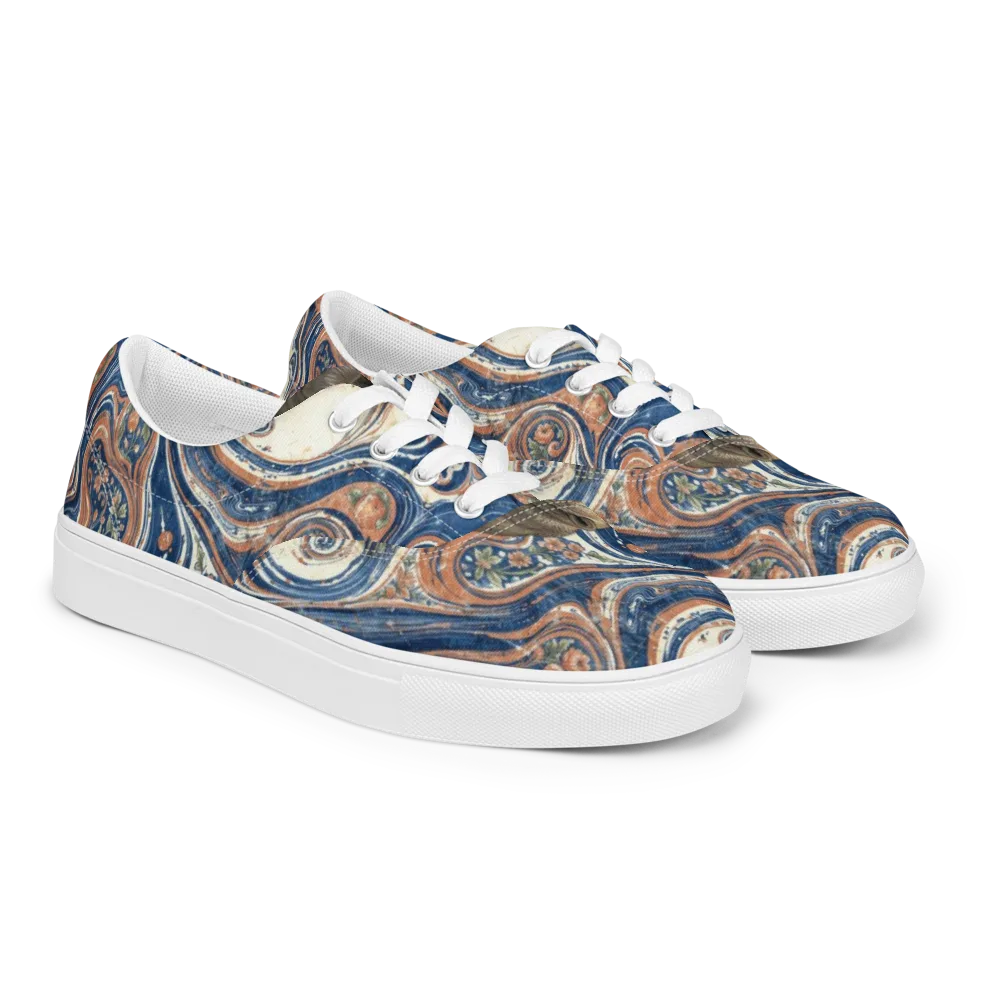 Marbled Bear on Men's Lace-Up Canvas Shoes — Right Front