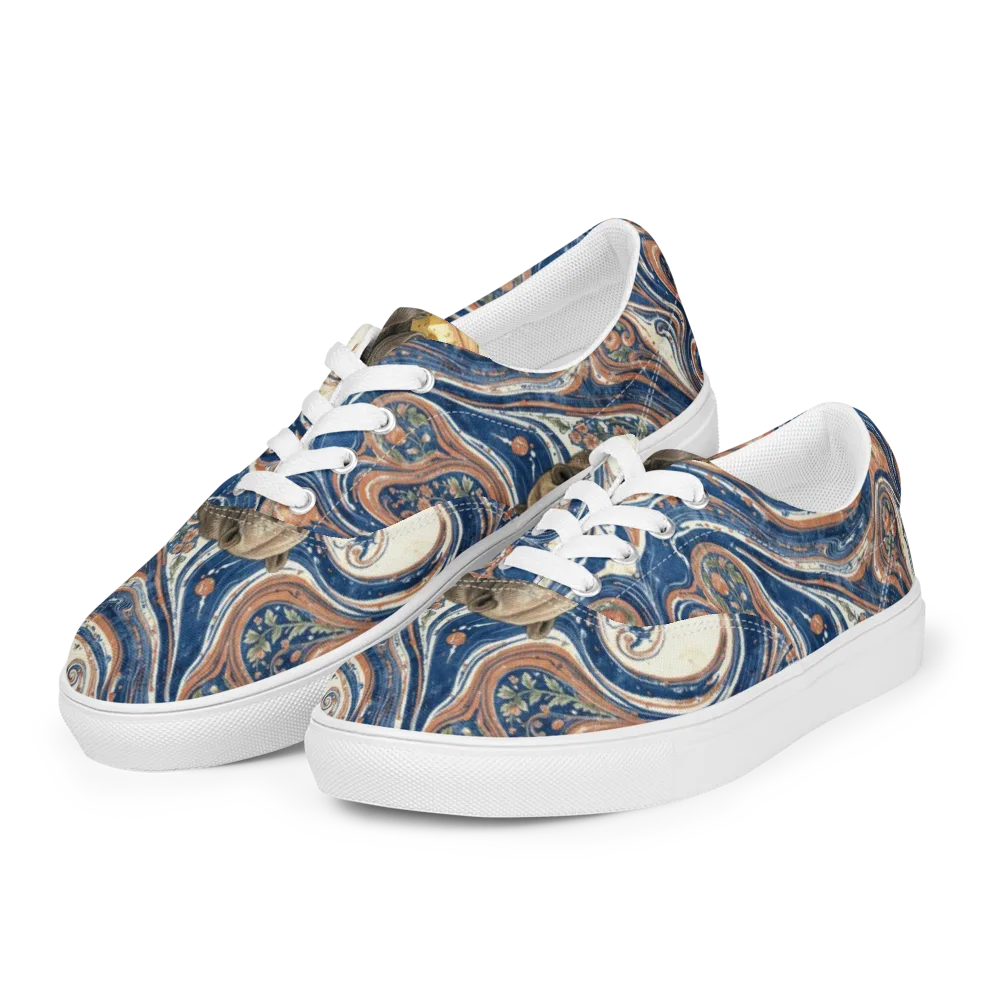 Marbled Bear on Men's Lace-Up Canvas Shoes — Left Front